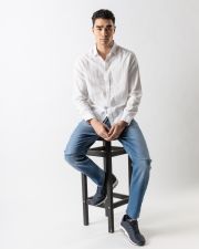 WHITE MEN'S LS SHIRT