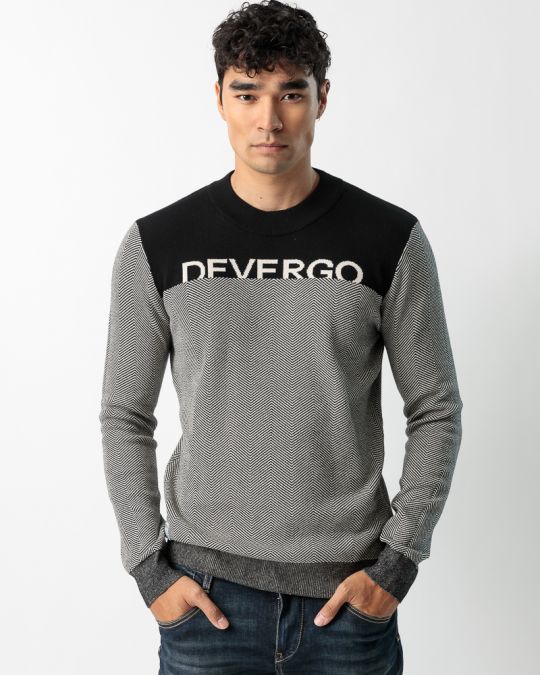 BLACK MEN'S KNITTED SWEATER 1D23FW6010LS1101