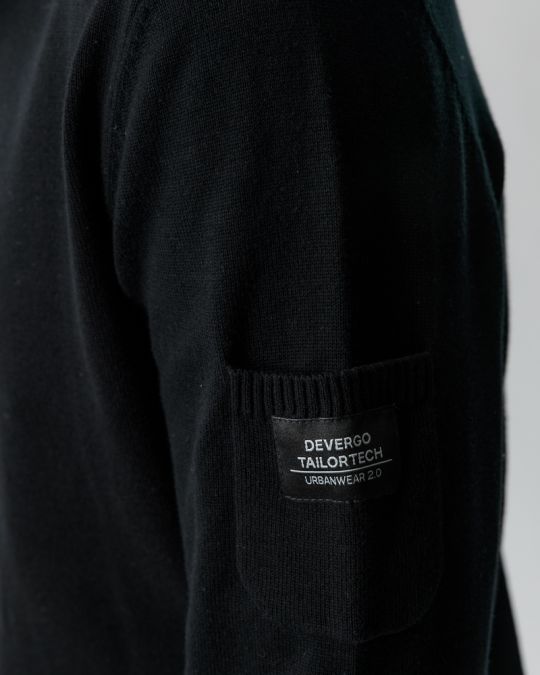 BLACK MEN'S KNITTED SWEATER 1D23FW6005LS1101