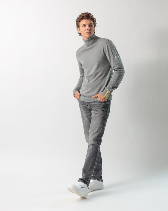 GREY MEN'S KNITTED SWEATER 1D23FW6005LS1101