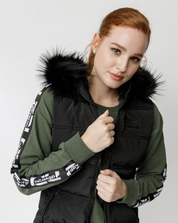 BLACK WOMEN'S SHORT VEST 2D23FW7522SL1600