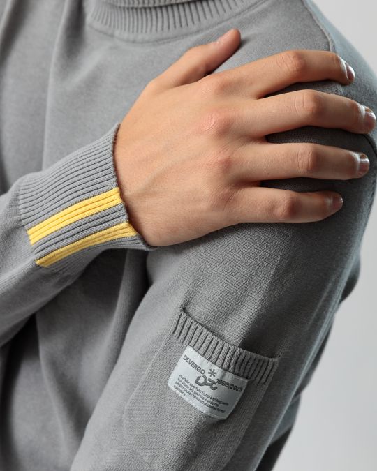 GREY MEN'S KNITTED SWEATER 1D23FW6005LS1101