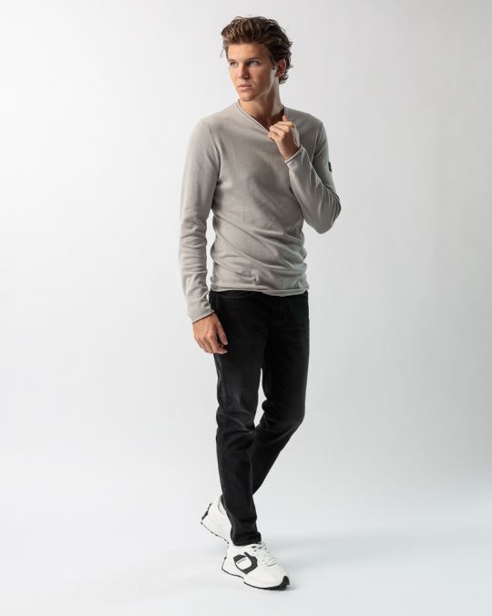 GREY MEN'S KNITTED SWEATER 1D23FW6008LS1124