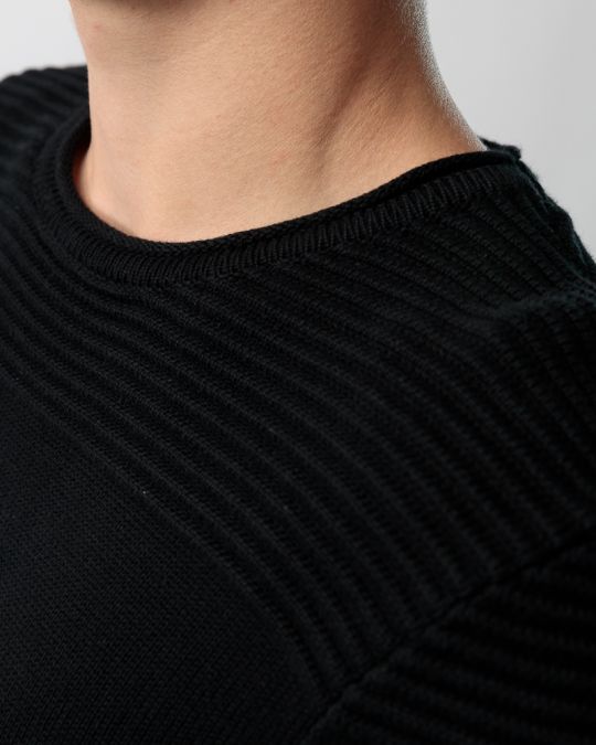 BLACK MEN'S KNITTED SWEATER 1D23FW6012LS1101