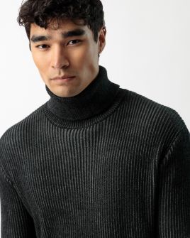 BLACK MEN'S KNITTED SWEATER 1D23FW6004LS1101