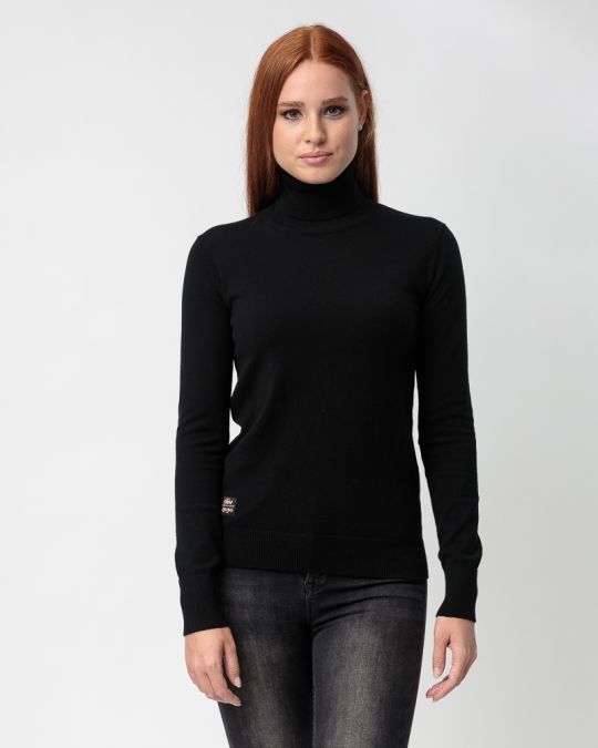 BLACK WOMEN'S KNITTED PULLOVER 2D23FW6513LS1101