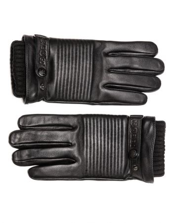 BLACK MEN'S LEATHER GLOVES 1D23FW8031KE2100