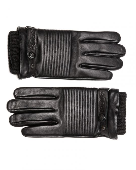 BLACK MEN'S LEATHER GLOVES 1D23FW8031KE2100