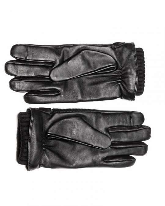 BLACK MEN'S LEATHER GLOVES 1D23FW8031KE2100