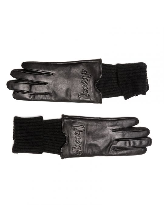 BLACK WOMEN'S LEATHER GLOVES 2D23FW8533KE2100