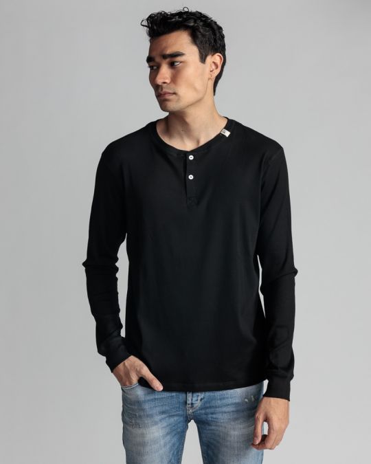 BLACK MEN'S LONG-SLEEVE T-SHIRT 1D24SS4005LS3305