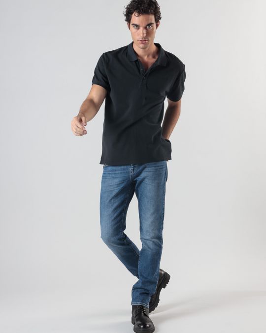 BLACK MEN'S POLO SHIRT 1D24FW4045SS2406