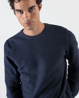 BLUE MEN'S KNITTED SWEATER 1D24FW6014LS1101