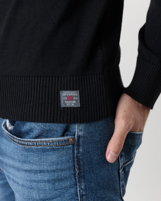 BLACK MEN'S KNITTED SWEATER 1D24FW6012LS1101