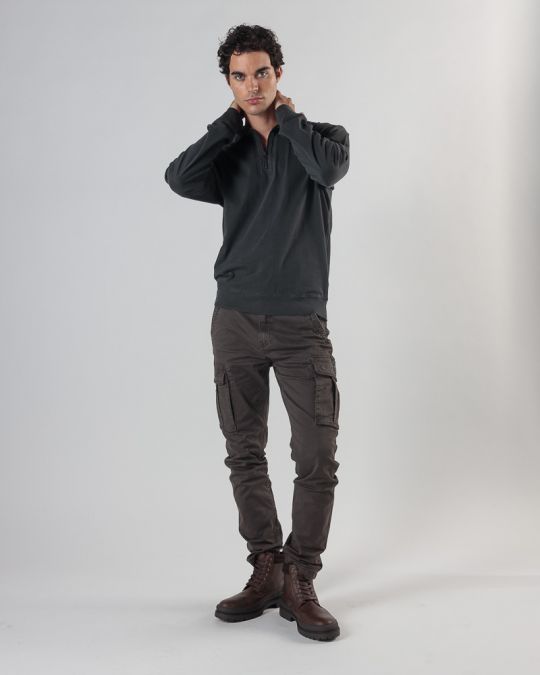 BLACK MEN'S LONG-SLEEVED T-SHIRT 1D24FW4005LS0106