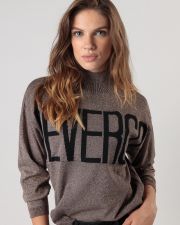 BROWN WOMEN'S KNITTED SWEATER