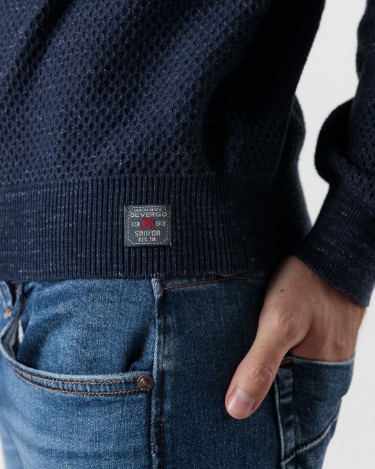 BLUE MEN'S KNITTED SWEATER 1D24FW6014LS1101