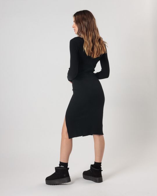 BLACK WOMEN'S KNITTED DRESS 2D24FW9593DR1101
