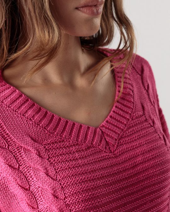 PINK WOMEN'S KNITTED SWEATER 2D24FW6511LS1101