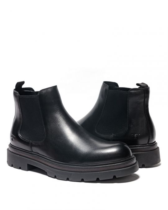 BLACK MEN'S LEATHER BOOTS - CASPER DE24FW6051LE