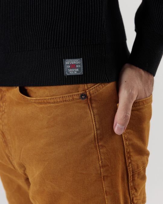 BLACK MEN'S KNITTED SWEATER 1D24FW6013LS1101