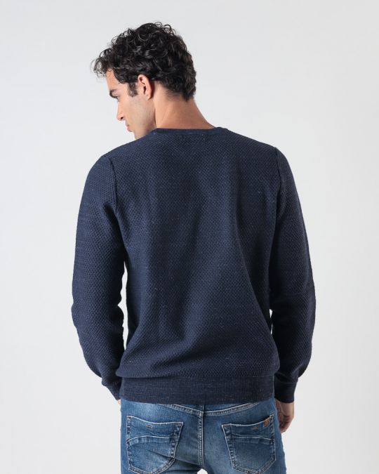 BLUE MEN'S KNITTED SWEATER 1D24FW6014LS1101