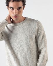BEIGE MEN'S KNITTED SWEATER