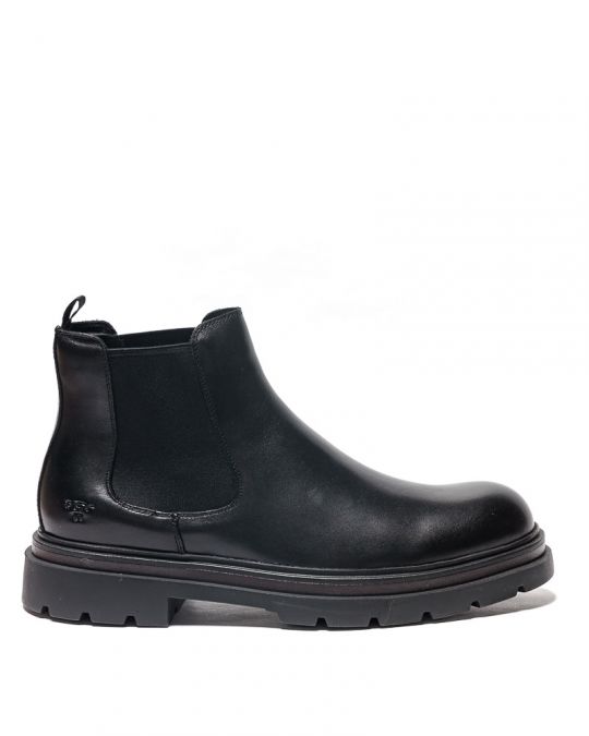 BLACK MEN'S LEATHER BOOTS - CASPER DE24FW6051LE