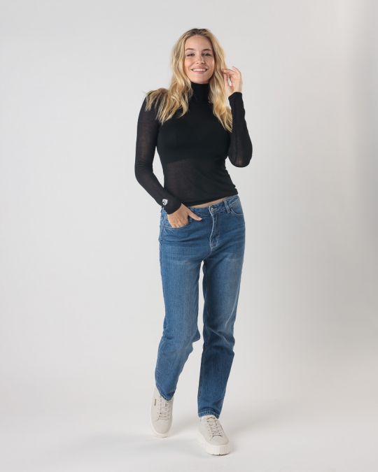 BLACK WOMEN'S KNITTED SWEATER 2D24FW6513LS1101