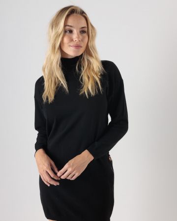BLACK WOMEN'S KNITTED DRESS 2D24FW9591DR1101