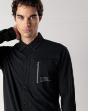 BLACK MEN'S LONG-SLEEVED SHIRT