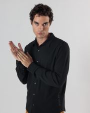 BLACK MEN'S LONG-SLEEVED SHIRT