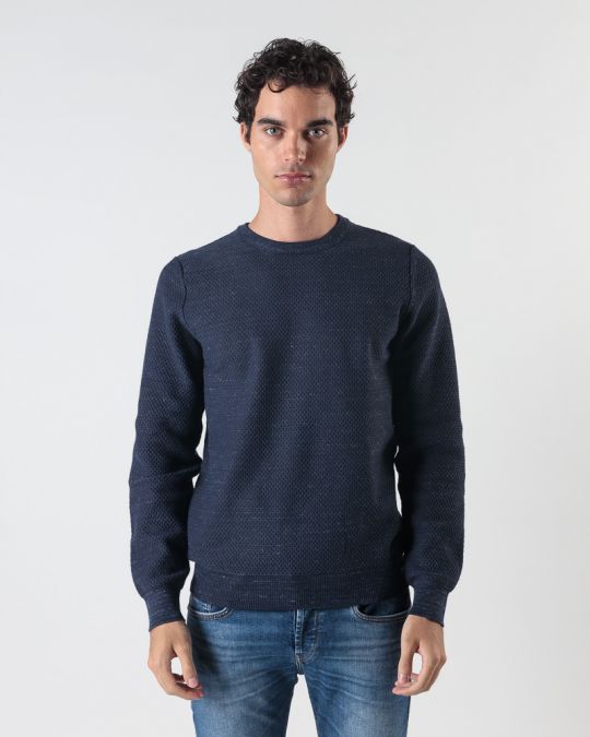 BLUE MEN'S KNITTED SWEATER 1D24FW6014LS1101