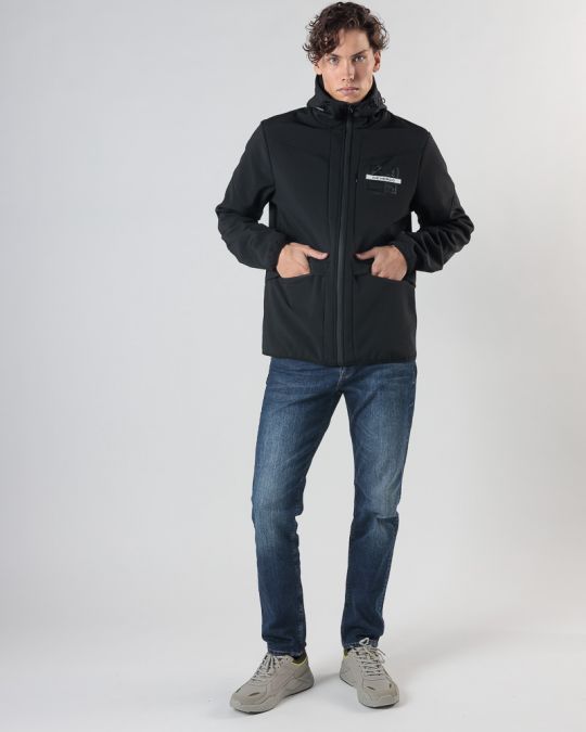 BLACK MEN'S TRANSITIONAL COAT 1D24FW3022KA1201