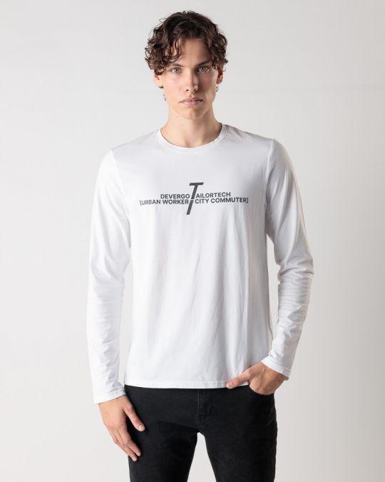 WHITE MEN'S LONG-SLEEVED T-SHIRT 1D24FW4008LS0105