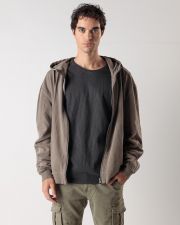 BROWN MEN'S ZIP-UP SWEATSHIRT