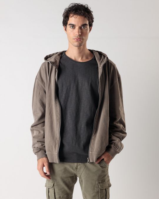 BROWN MEN'S ZIP-UP SWEATSHIRT 1D24FW4073KA0706
