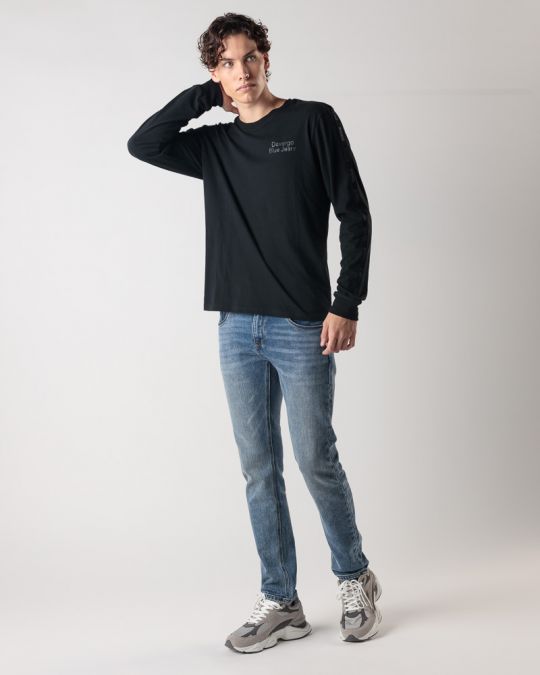 BLACK MEN'S LONG-SLEEVED T-SHIRT 1D24FW4000LS0104