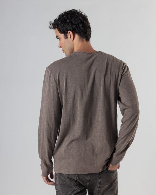 BROWN MEN'S LONG-SLEEVED T-SHIRT 1D24FW4010LS3806