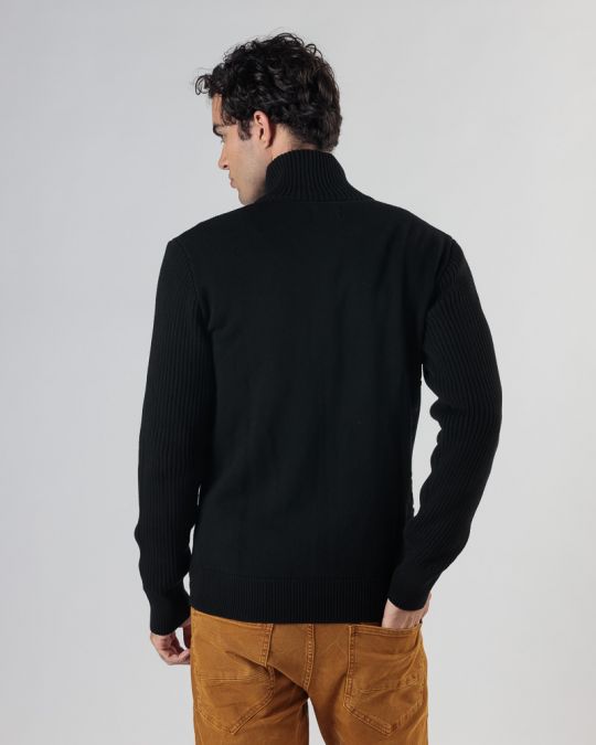 BLACK MEN'S KNITTED CARDIGAN 1D24FW6015KA1101