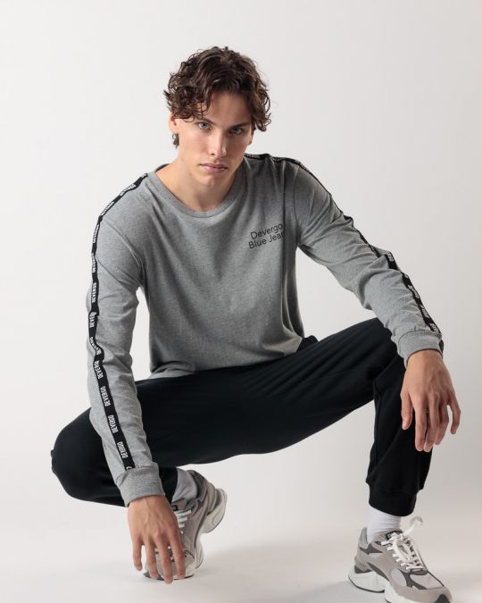 GREY MEN'S LONG-SLEEVED T-SHIRT 1D24FW4000LS0104