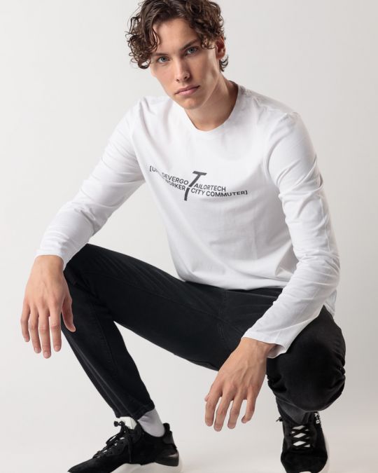 WHITE MEN'S LONG-SLEEVED T-SHIRT 1D24FW4008LS0105