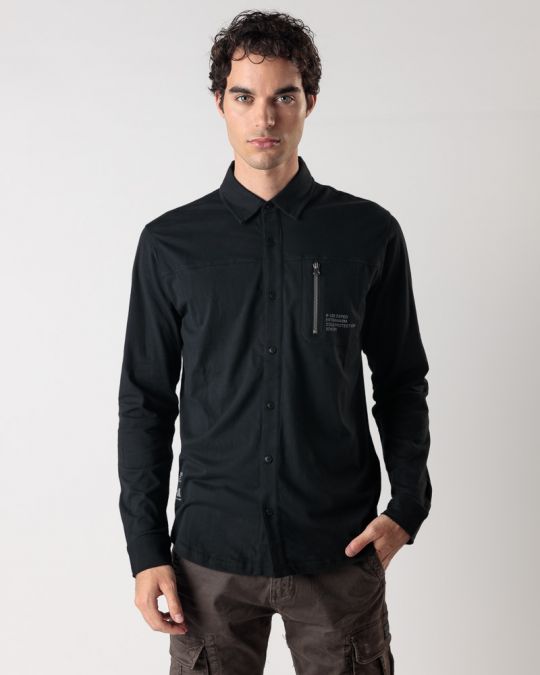BLACK MEN'S LONG-SLEEVED SHIRT 1D24FW5004LS0104