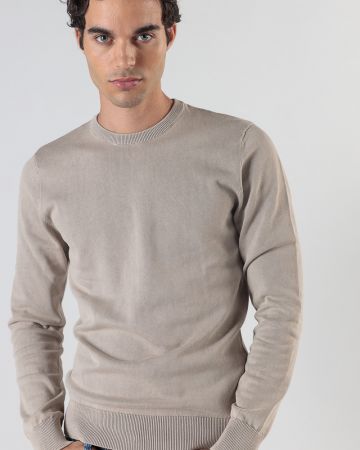 BEIGE MEN'S KNITTED SWEATER 1D24FW6010LS1106