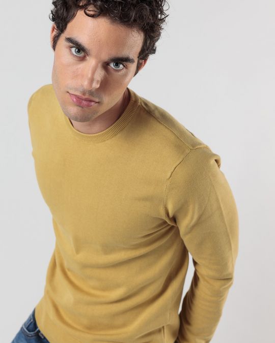 YELLOW MEN'S KNITTED SWEATER 1D24FW6010LS1106