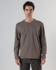 BROWN MEN'S LONG-SLEEVED T-SHIRT