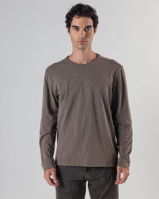 BROWN MEN'S LONG-SLEEVED T-SHIRT 1D24FW4010LS3806