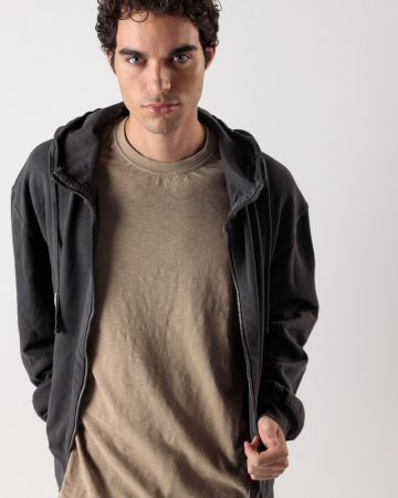 BLACK MEN'S ZIP-UP SWEATSHIRT 1D24FW4073KA0706