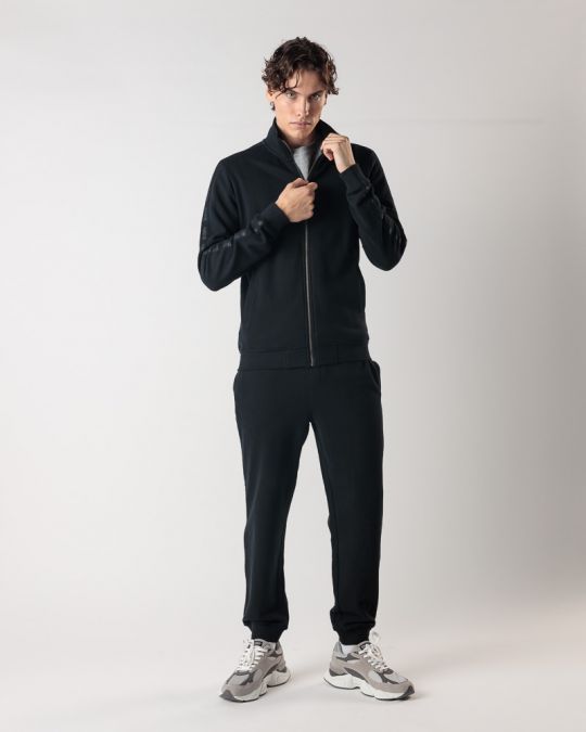 BLACK MEN'S ZIP-UP SWEATSHIRT 1D24FW4078KA0704