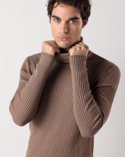 BROWN MEN'S KNITTED SWEATER